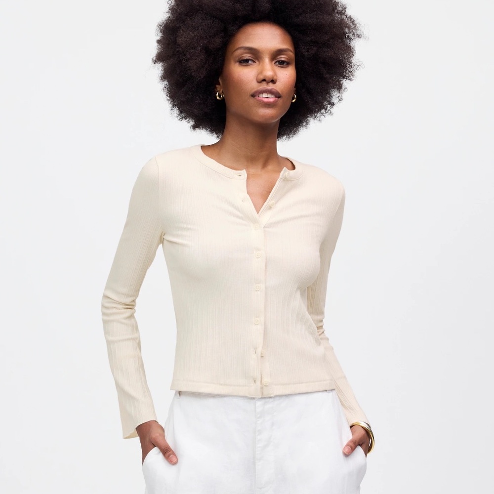 NWT!! Madewell Flared-Sleeve Cardigan, size S, Light Cream